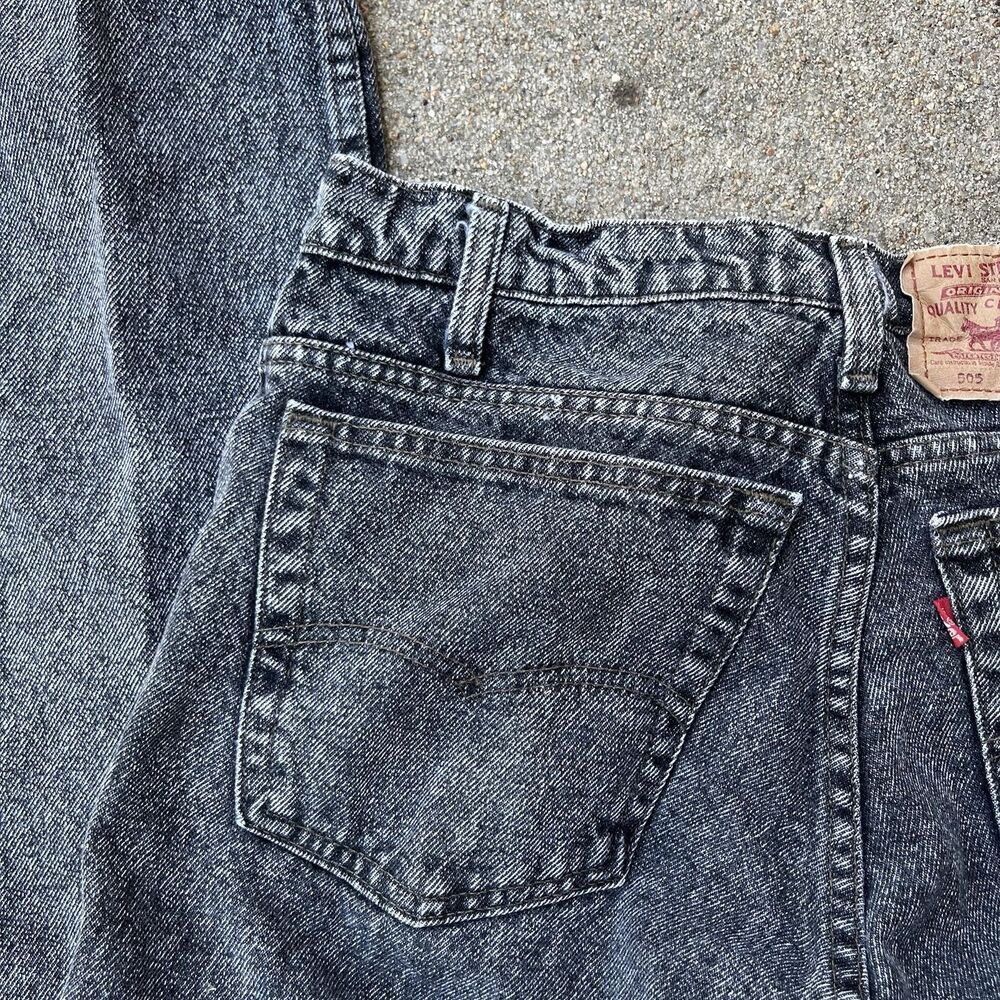 Levis 505 30x33 Black Regular Fit Straight Leg Men Jean Made in USA Vintage 90’s - Picture 4 of 16